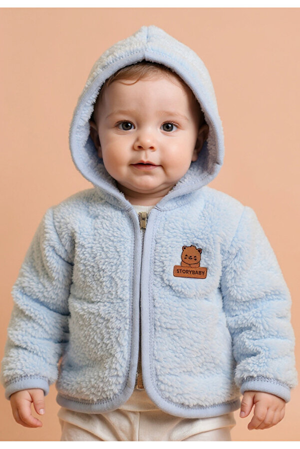 Tuabella Fermuarlı Kapüşonlu Bebek Peluş Welsoft Hırka