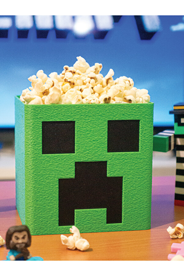 GiginGo Blok Macerası Creeper Temalı Çok Amaçlı Kutu - Minecraft Creeper Kovası