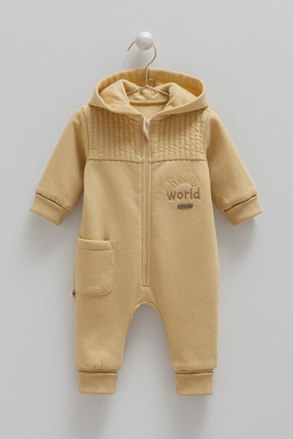 Caramell Erkek Bebek Tulumu 3 İplik Şardonlu, Kapüşonlu Kışlık Bebek Tulumu 1-12 Ay arası