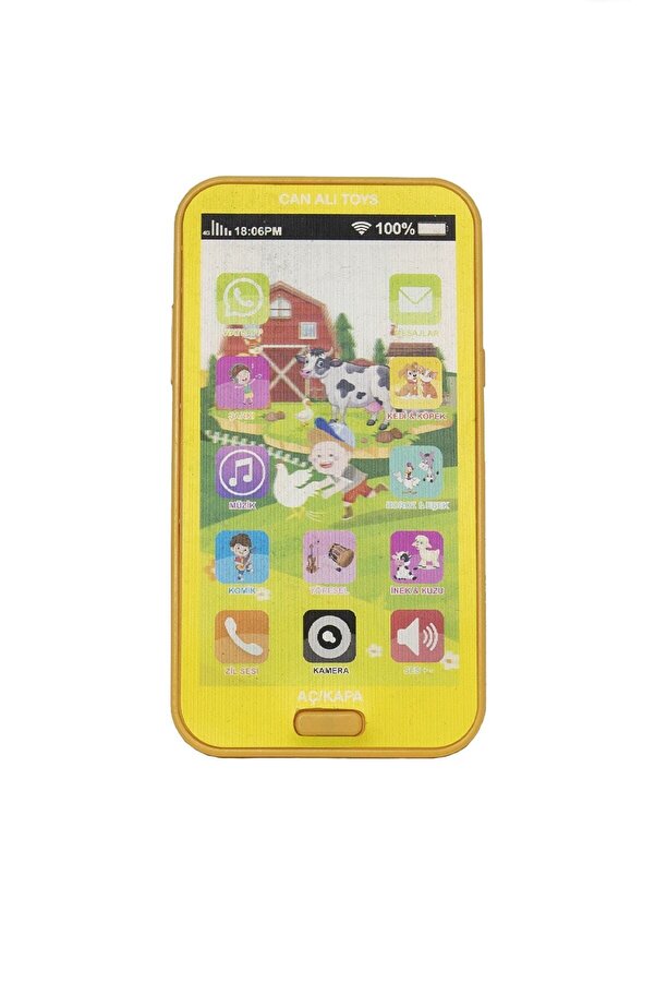 Can Ali Toys Dokunmatik Oyuncak Telefon Sesli Işıklı Müzikli Oyuncak Çocuk Telefonu Sarı