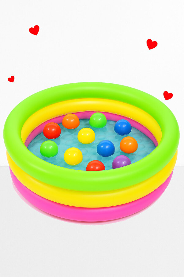 Bestway Bebek Havuzu 51128 Renkli 10 Adet Toplu Şişme Çocuk Havuzu Oyuncaklı 70cm x 24cm Hediyelik