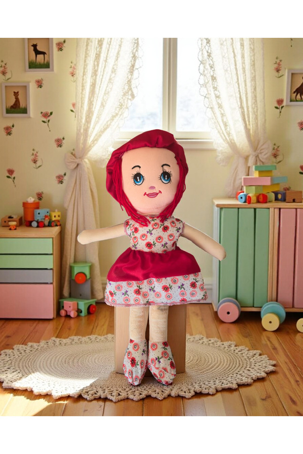 grs oyuncak Özel Üretim Oyuncak Bez Bebek 50cm Kırmızı Elbiseli Kız Çocuk Oyuncakları Eğitici Oyuncak
