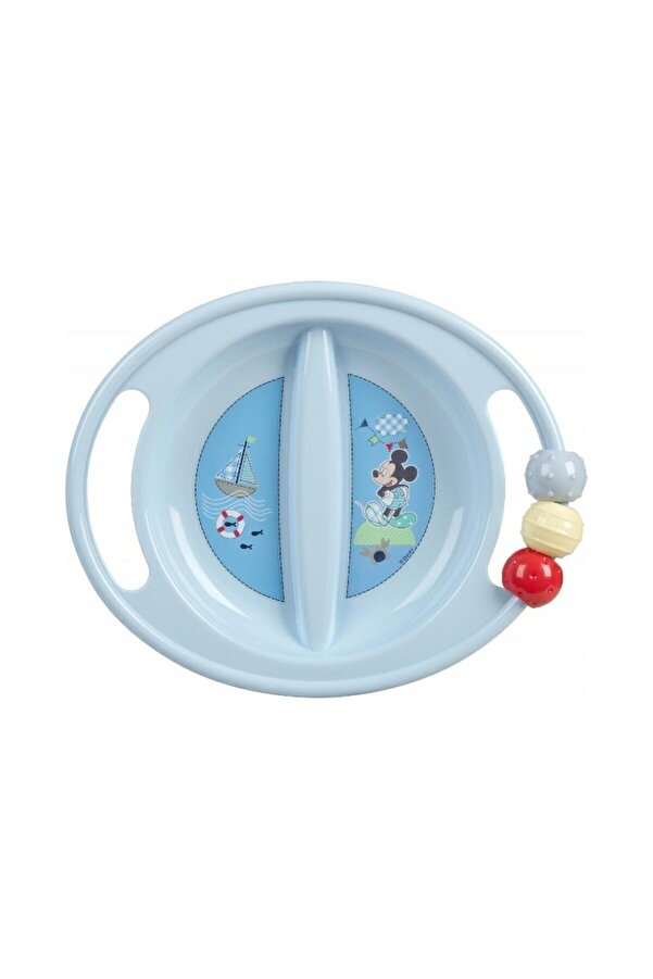 kbobaby Bebek Mickey 3 Işlev 1 Arada Abc Bölmeli Tabak Diş Kaşıyıcı Boncuklu