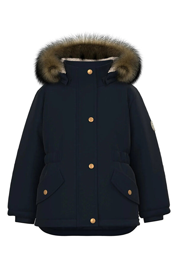 name it Siyah Kız Bebek Kapüşonlu Normal Bel Kürklü Mont NMFMARLIN PARKA JACKET PB