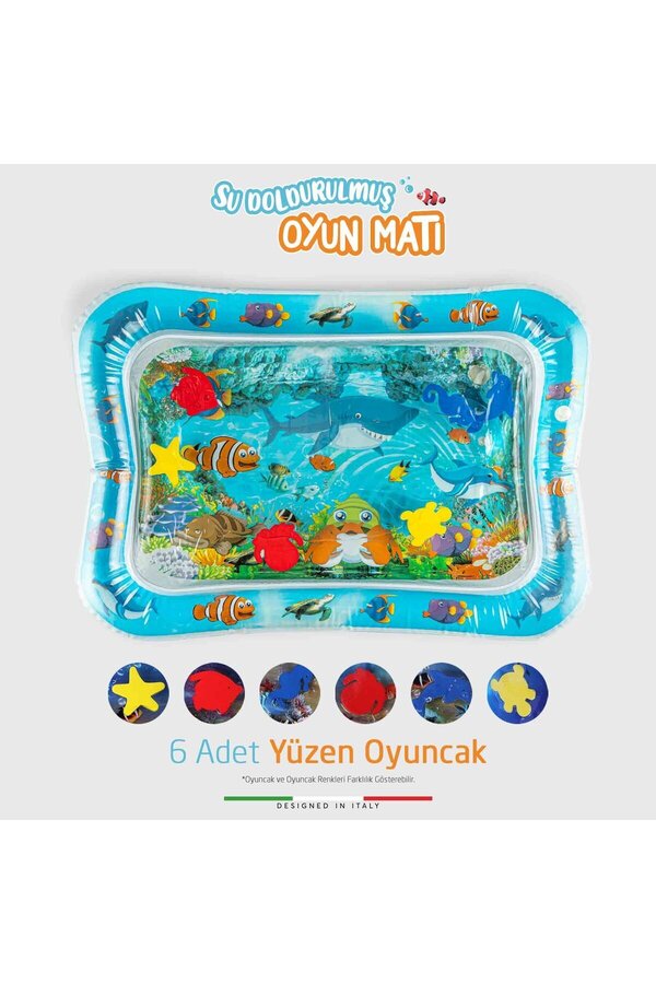 Elele Şişirilebilen Su Aktivite Ve Oyun Matı Mavi