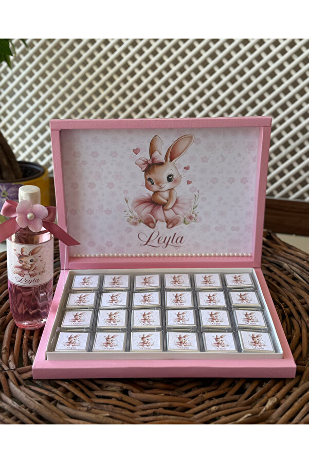 altıniz gıda 48'li Tavşan Modelli Çikolata Kolonya Bebek Doğum Doğum Günü Hediye Çikolata + Kolonya