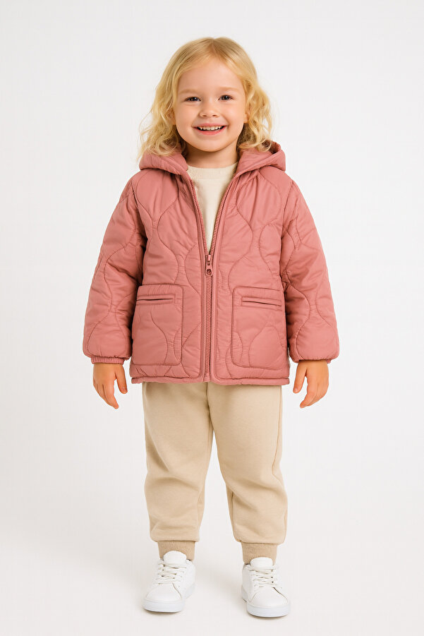minibambi Kız Çocuk Kapitone Kapüşonlu Şişme Mont Pembe 2–7 Yaş