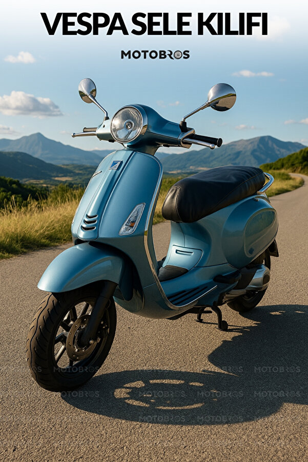 Motobros VESPA PRİMAVERA Uyumlu Deri Koltuk Sele Kılıfı – Su Geçirmez, Kaymaz, Koruyucu Motor Sele Kılıfı