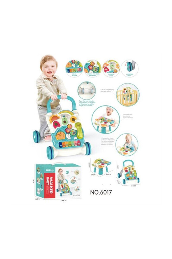 VARDEM OYUNCAK Vardem Piyanolu 4in1 Turkuaz Bebek Yürüteci (Turkuaz Renk)