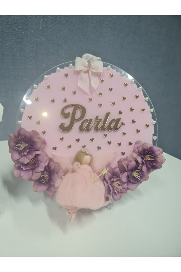 buketiket Peri Kızı Çiçekli Boyalı Pleksi Hastane Yenidoğan Bebek Çocuk Odası Kapı Süsü