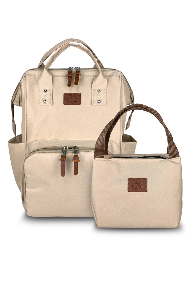 Stylo Star Anne Bebek Bakım Sırt Çantası Hediye Termos Çanta - Bej