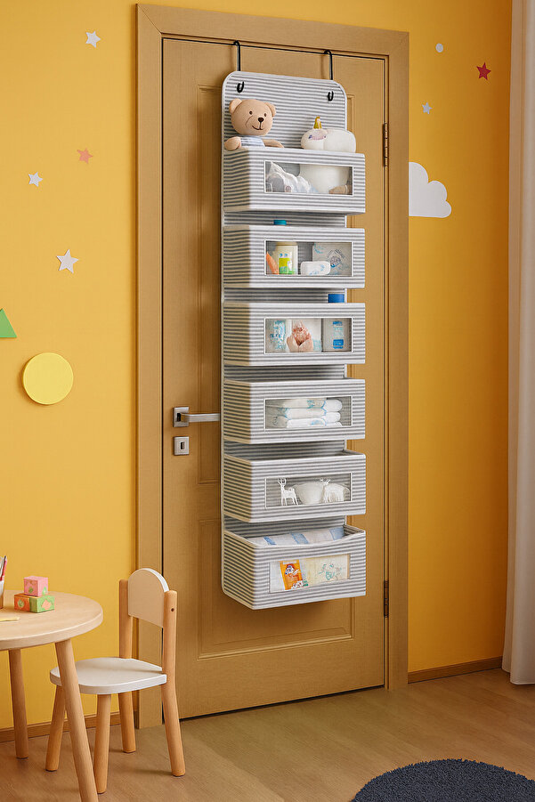 Pazar Kapısı 6 Katlı Kapı Arkası Düzenleyici Raf Bebek Eşyası Çocuk Odası Banyo Organizer