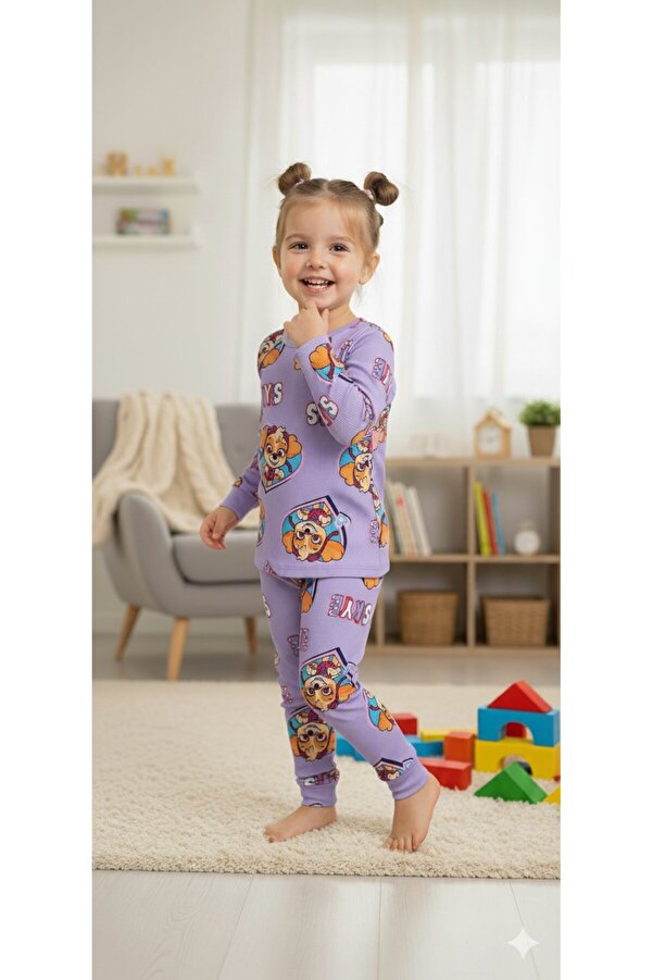 Yalçınoğlu Kids Kız Çocuk Pijama Takımı I Uzun Kollu Rahat Ev Giyim I Pamuklu - Yumuşacık Kız Çocuk Takım