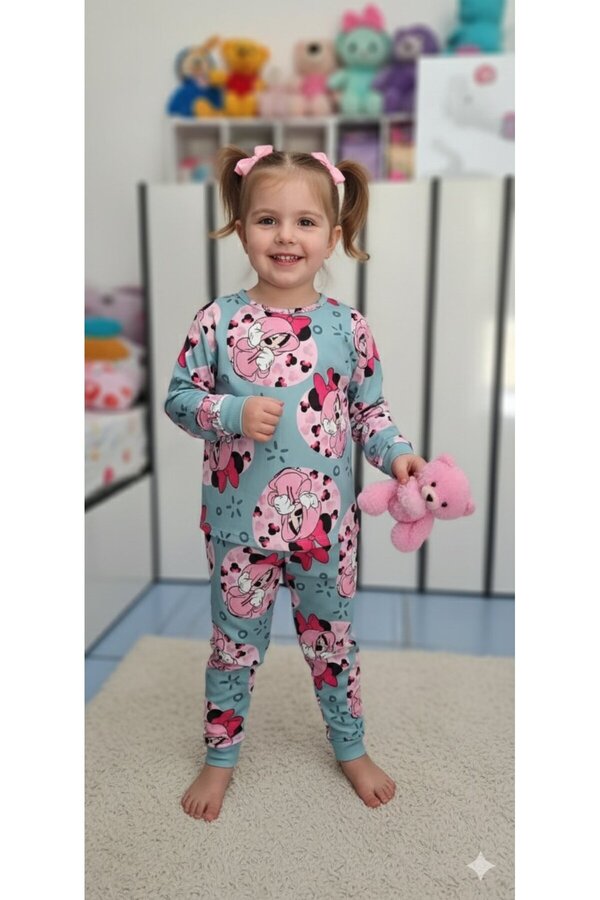 Yalçınoğlu Kids Kız Çocuk Pijama Takımı I Uzun Kollu Rahat Ev Giyim I Pamuklu - Yumuşacık Kız Çocuk Takım