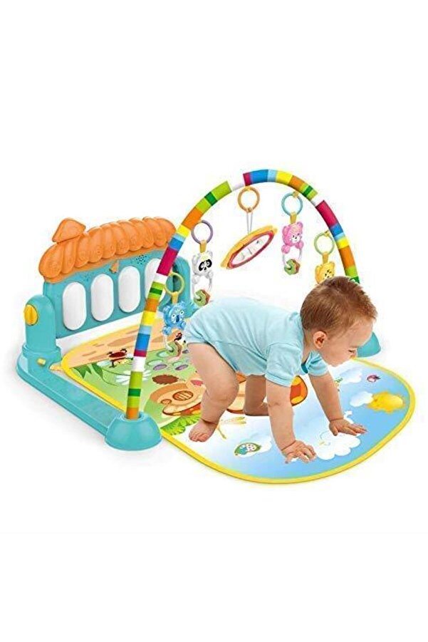 Tommybaby Oyun Halısı Sevimli Piyanolu Sesli Işıklı Aynalı Oyun Halısı Bebek Yenidoğan 60 X 75