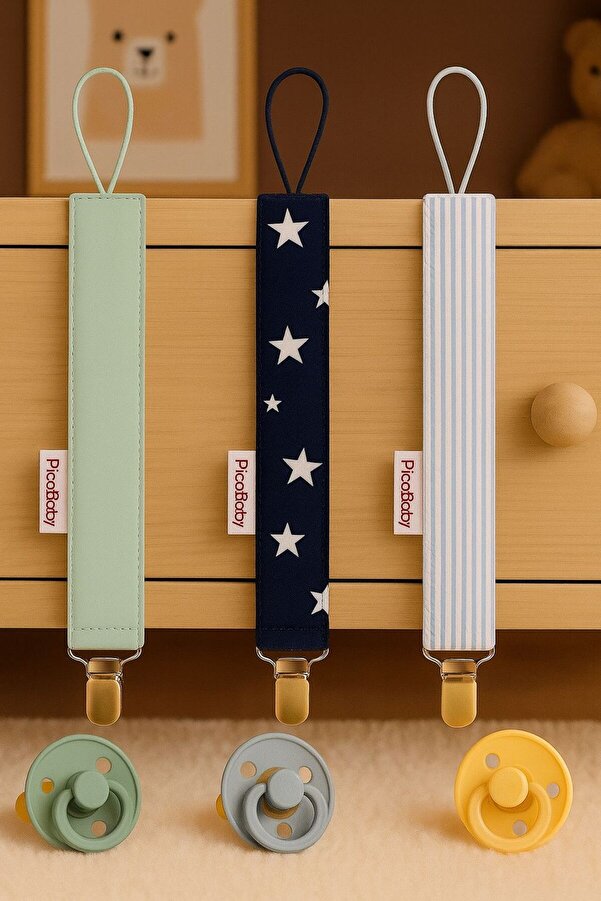 Pico Baby Emzik Askısı - Emzik Zinciri - Emzik Tutacağı 3'lü Set