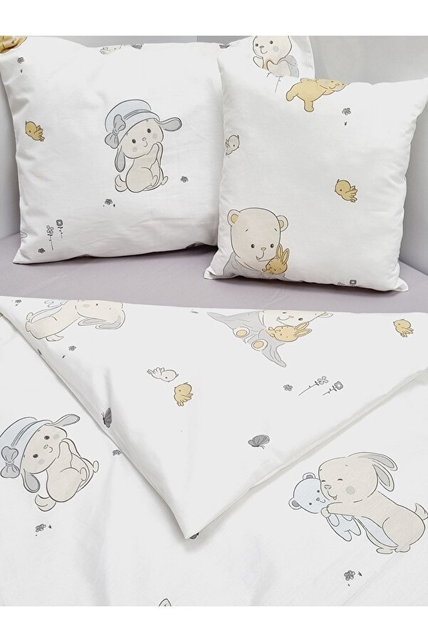 Yada Baby %100 Pamuklu Kumaştan Bebek 6 Parça Yorgan Ve Nevresim Takımı & Uyku Seti (70 X 120 CM)