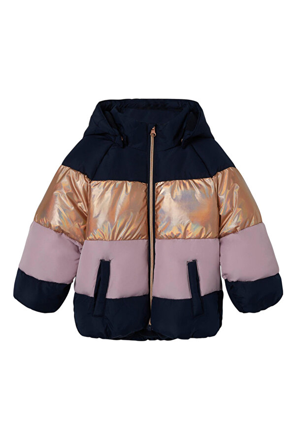 name it Lacivert Kız Bebek Mont NMFMILLE PUFFER JACKET BLOCK FOIL