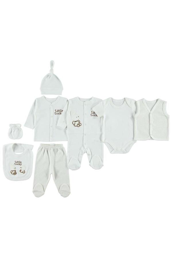 Civil Baby Tavşan Nakışlı 8 Li Zıbın Setleri - Ekru