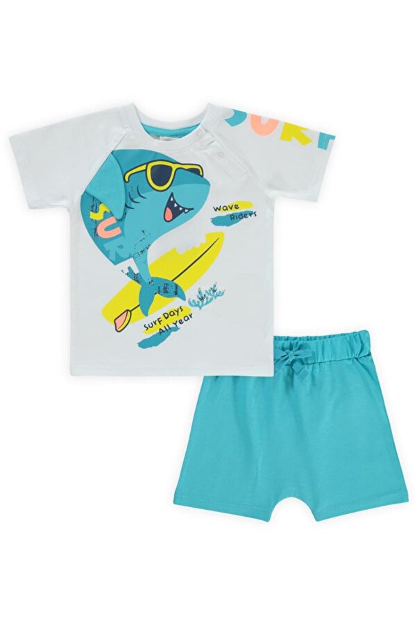 Civil Baby Surf Shark Baskılı 6-18 Ay Takım - Beyaz 12-18 Ay