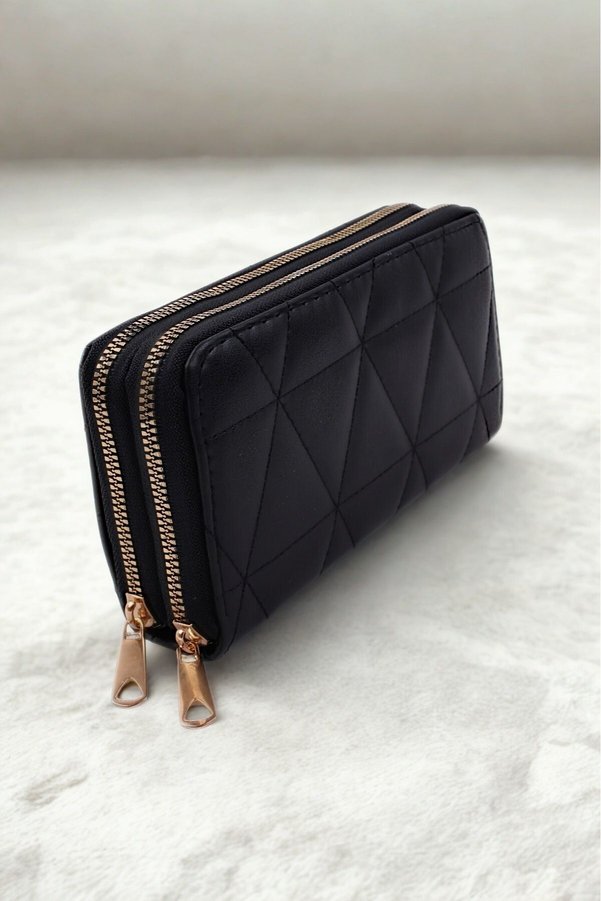 GALB LEATHER Large 3-Zip Coin Pocket 8-Card Women's Wallet Clutch 20x12 Cm