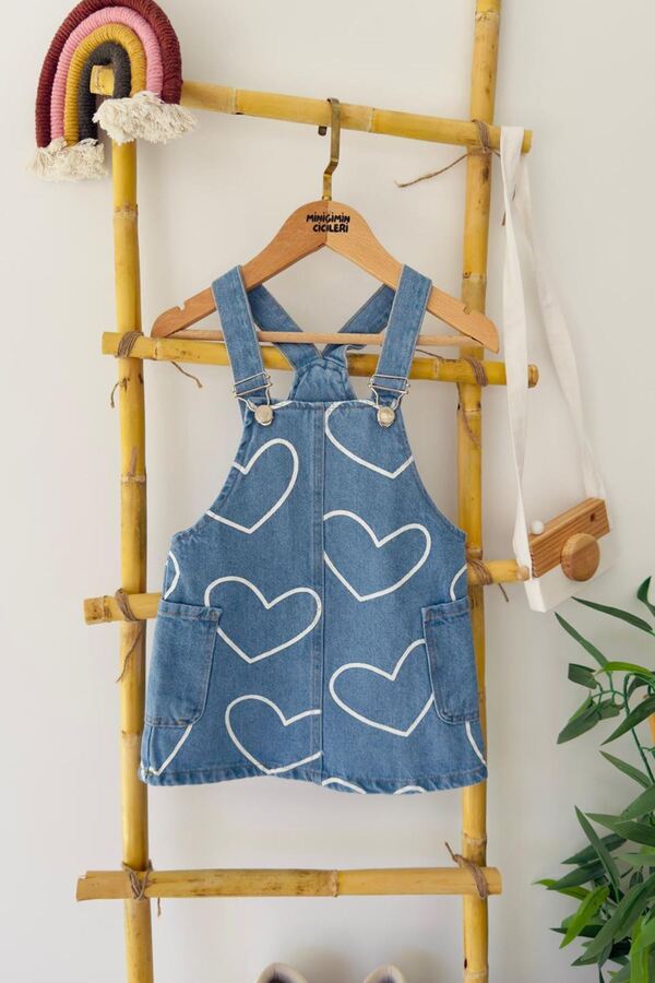 Minigimin Cicileri Miniğimin Cicileri Kalp Baskılı Kot Kız Çocuk Jile - Açık Mavi