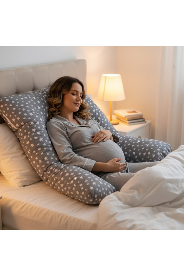 OMZ Hamile Yastığı Destekli Uyku Emzirme Minderi Gebelik Minder Ve Hamilelik Yatak