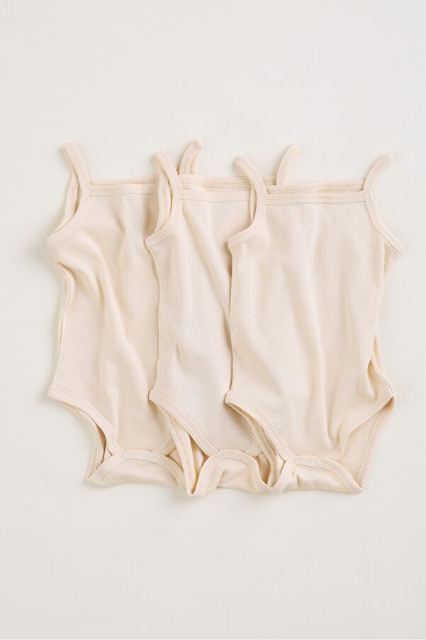 Bondberro 3'lü Set %100 Pamuk Askılı Kız Yeni doğan ve Bebek Zıbın