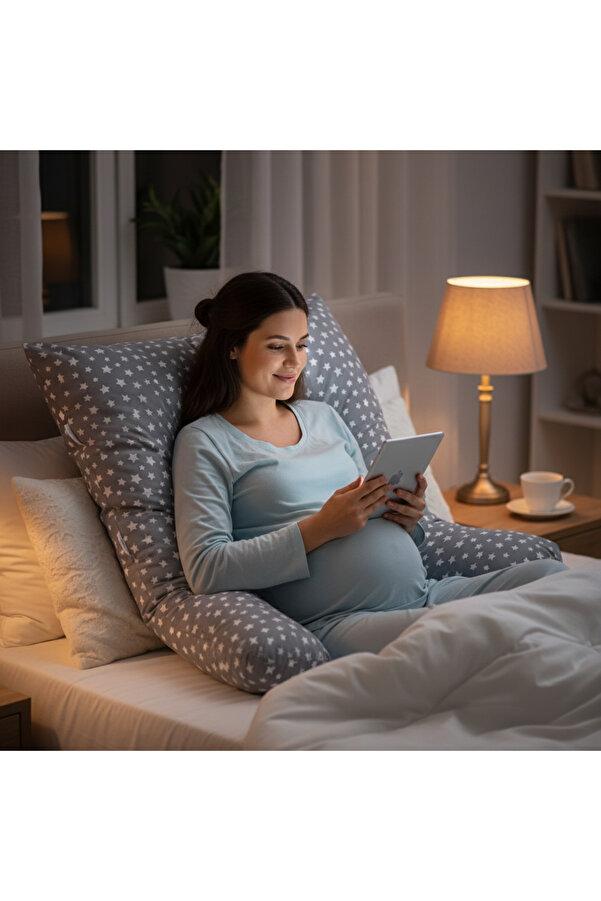 OMZ Yan Yatış Hamile Yastığı  Sırt, Kalça, Bacaklar ve Göbek Desteği