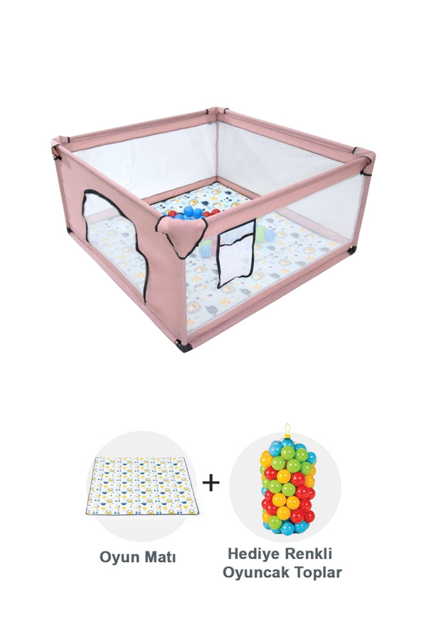 Hoffie Premio Keten Güvenli Bebek Ve Çocuk Oyun Alanı Oyun Parkı 120x120 Oyun Matı Ve Topları
