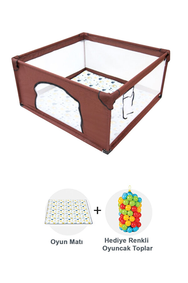 Hoffie Premio Keten Güvenli Bebek Ve Çocuk Oyun Alanı Oyun Parkı 120x120 Oyun Matı Ve Topları