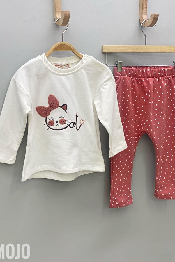 Mojo Bebek Mojo Kız Bebek 6-18 Ay Kedili İkili Takım 118420 Ekru