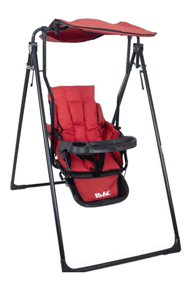 Rival Gondol Yatabilen Tenteli Mama Tepsili Bebek Salıncak Çocuk Salıncakları KIRMIZI