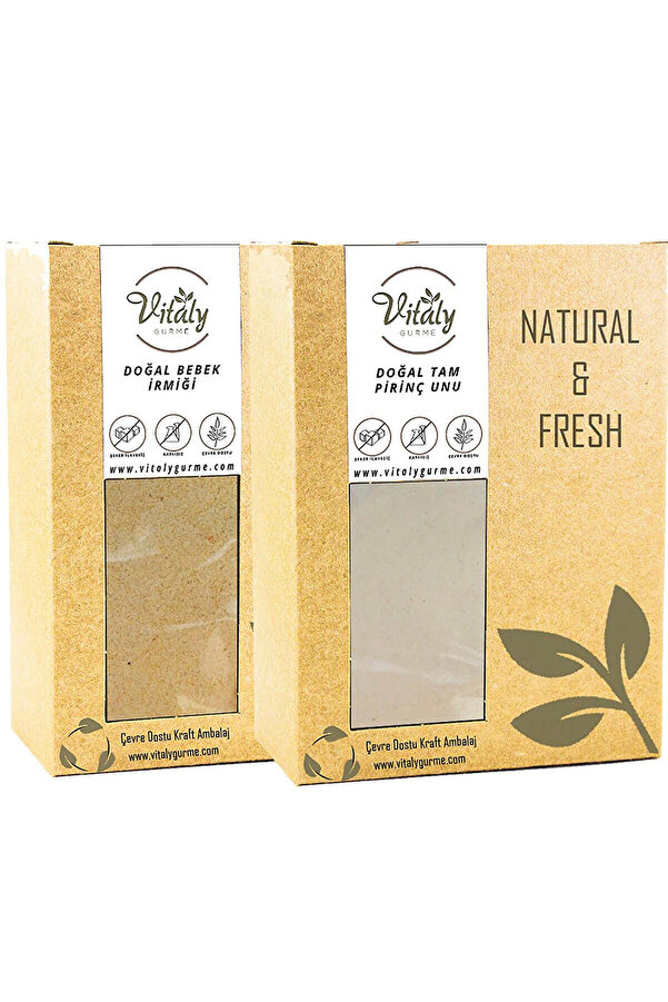 Vitaly Gurme Doğal Bebek İrmiği 500 g + Pirinç Unu 500 g Seti – Katkısız Ek Gıda, Taş Değirmen