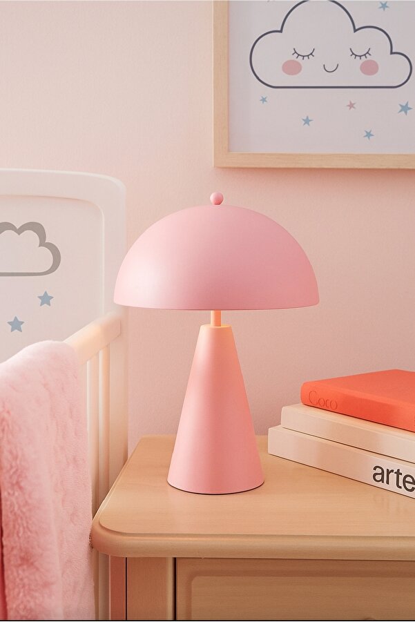 Genel Markalar Metal Pembe Abajur Çalışma Bebek Odası Modern Dekoratif Masa Lambası