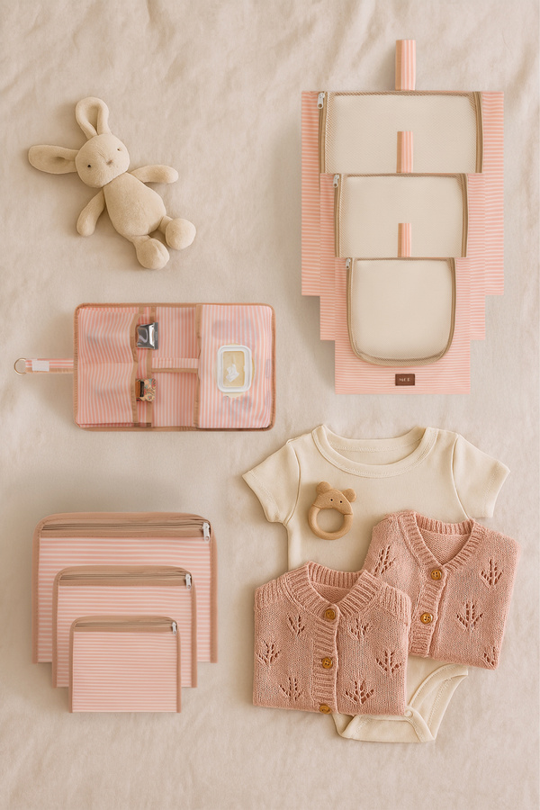 MorPort 6'lı Bavul Organizer ve Alt Açma Hastane Çıkışı Set (Pembe)