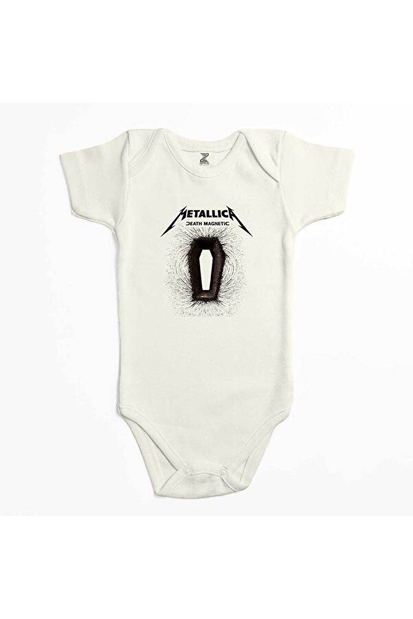 CrowsGate Metallica Death Magnetic Albums Ekru Renk Bebek Body Zıbın