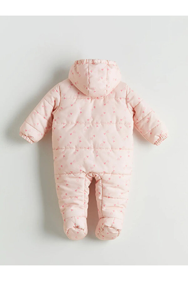 LC Waikiki LCW baby Pembe Kapüşonlu Baskılı Kız Bebek Astronot Mont fotoğrafı 1