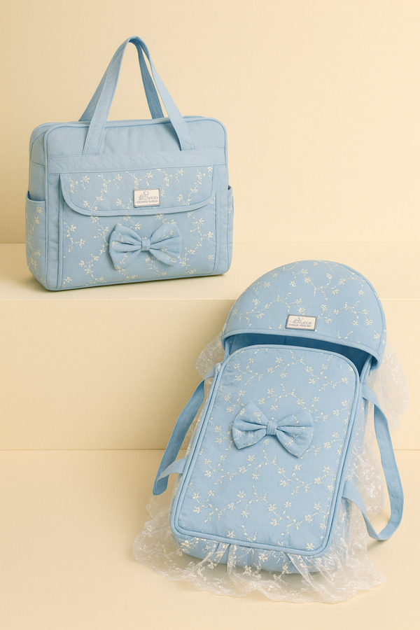 Rain Baby Bebek Taşıma Seti Anne Bebek Çantası ve Portatif Bebek Yatağı