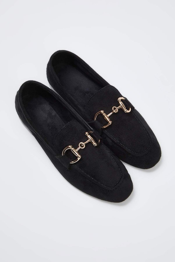 Trendyol Shoes Black Suede Women's Loafer Shoes with Accessory Detail TAKSS25LA00000