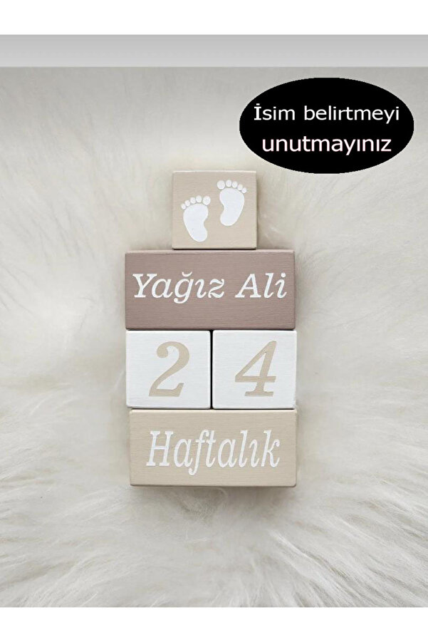 Yoyowoods Isim Anı Küpü-dekor Oyuncak(Yulaf -Bej)