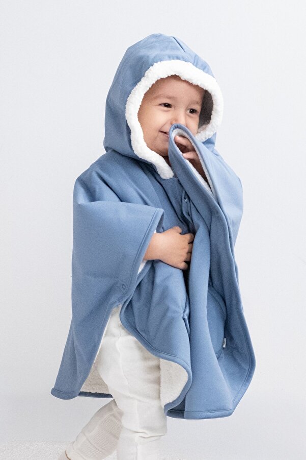 Little Gusto Sıvı Geçirmez Wellsoft Panço Mavi Yağmurluk