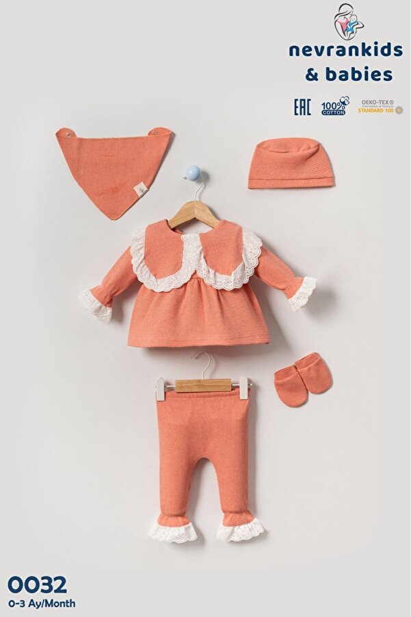 nevrankids Kız Bebek Fistolu Hastane Çıkışı 5'Li Yeni Doğan Seti 0-3 Ay