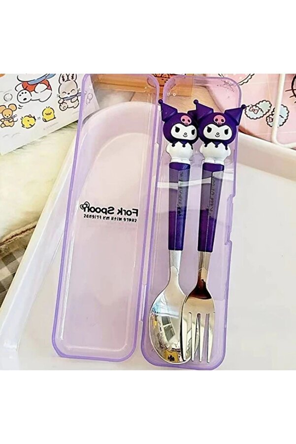 Genel Markalar Sanrio Karakterleri  Kuromi My Melody Cinnamorroll Hello Kitty Çatal Kaşık Seti