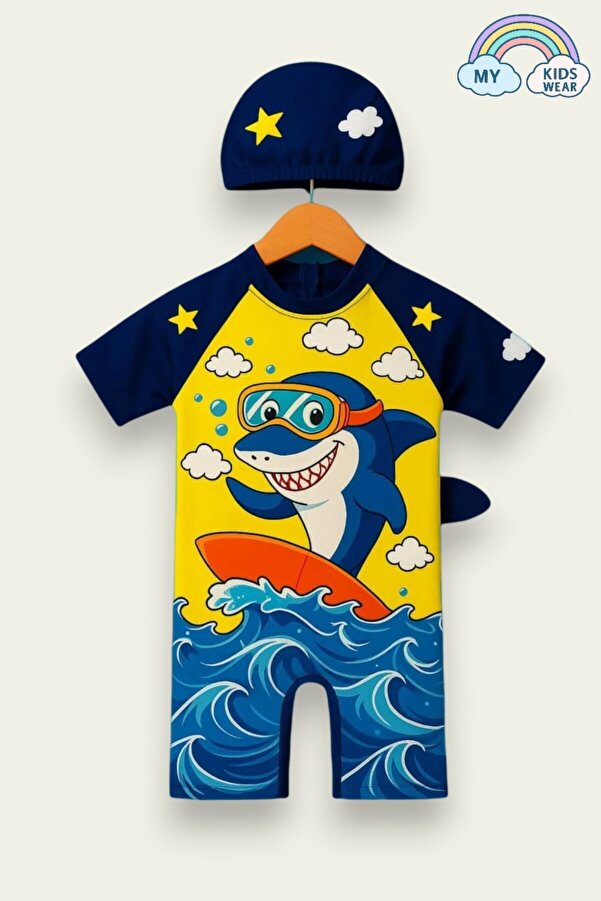 My Kids Wear Tatlı Dino Temalı Boneli Erkek Çocuk Mayo Takımı