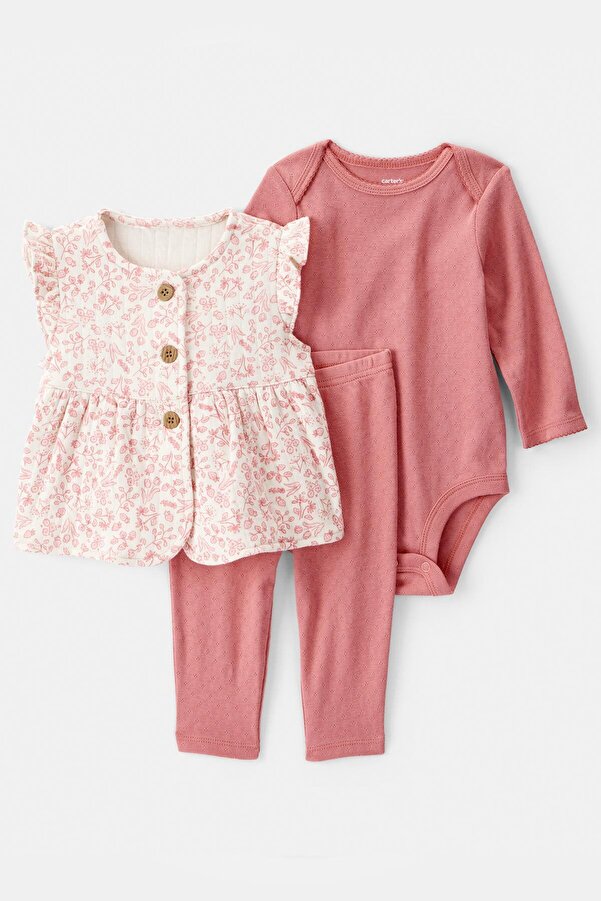 Carter's Kız Bebek Pembe Yelekli Set