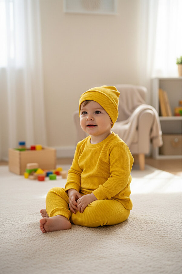 DIMPLE BABY Bereli 3 Parça Organik Pamuk Esnek Bebek Takımı