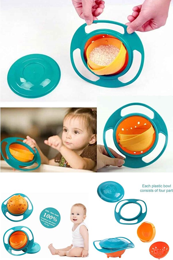 Kitchen Beauty Evrensel 360° Dönen Bebek Dökülmeyen Tabak Mama Tabağı