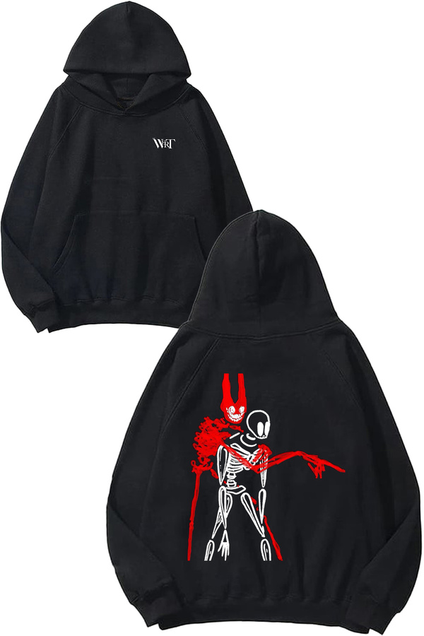 THEWERT The Burden on Man Design Back Printed Black Hooded Sweatshirt