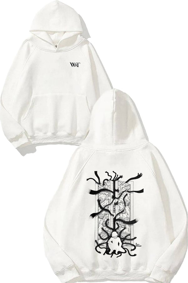 THEWERT The Truth Door Design Back Printed White Hooded Sweatshirt